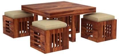 Sheesham Wood Coffee Table With 4 Stool