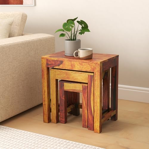 Sheesham Wood Nesting Table Set of 3