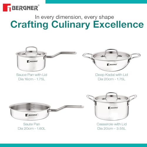 Bergner Stainless Steel 7 Pcs Cookware Set