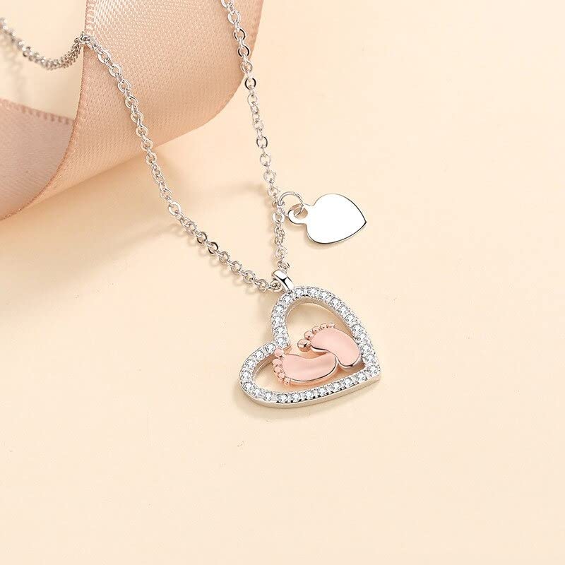 Baby Feet Heart 925 Sterling Silver Pendant