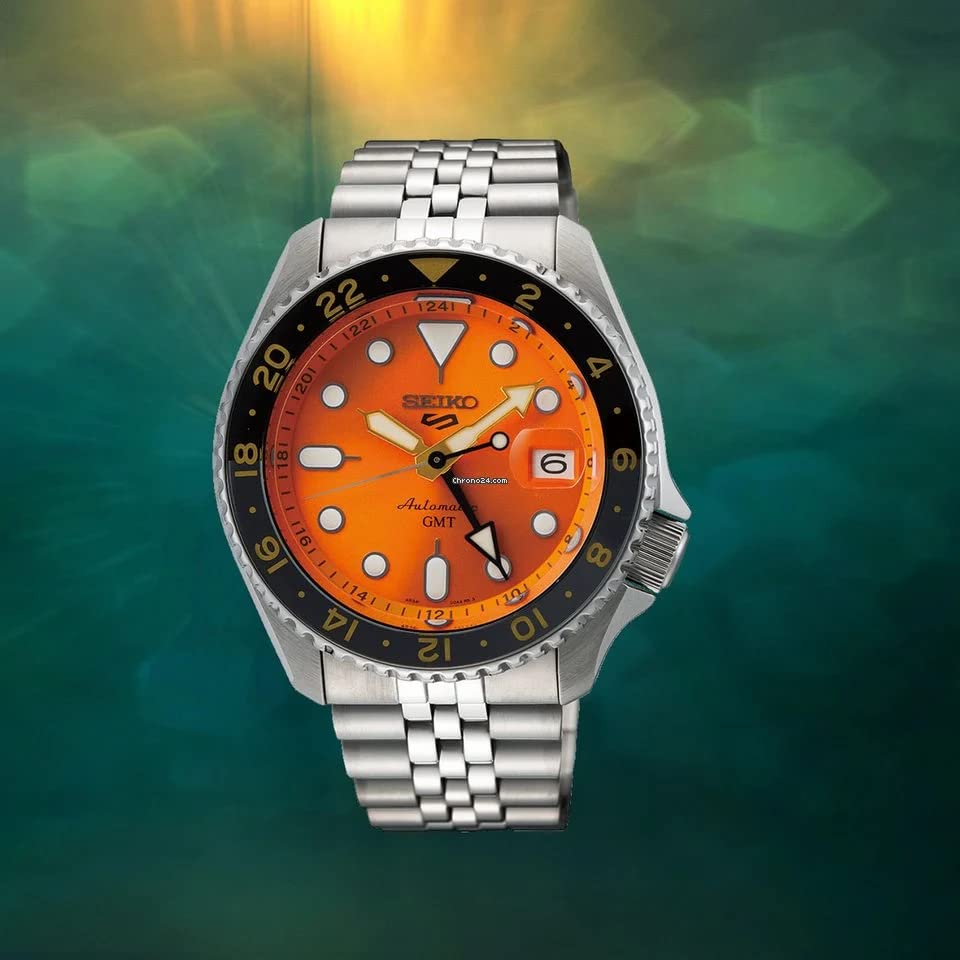 Seiko Aluminium Analog Orange Dial Men's Watch