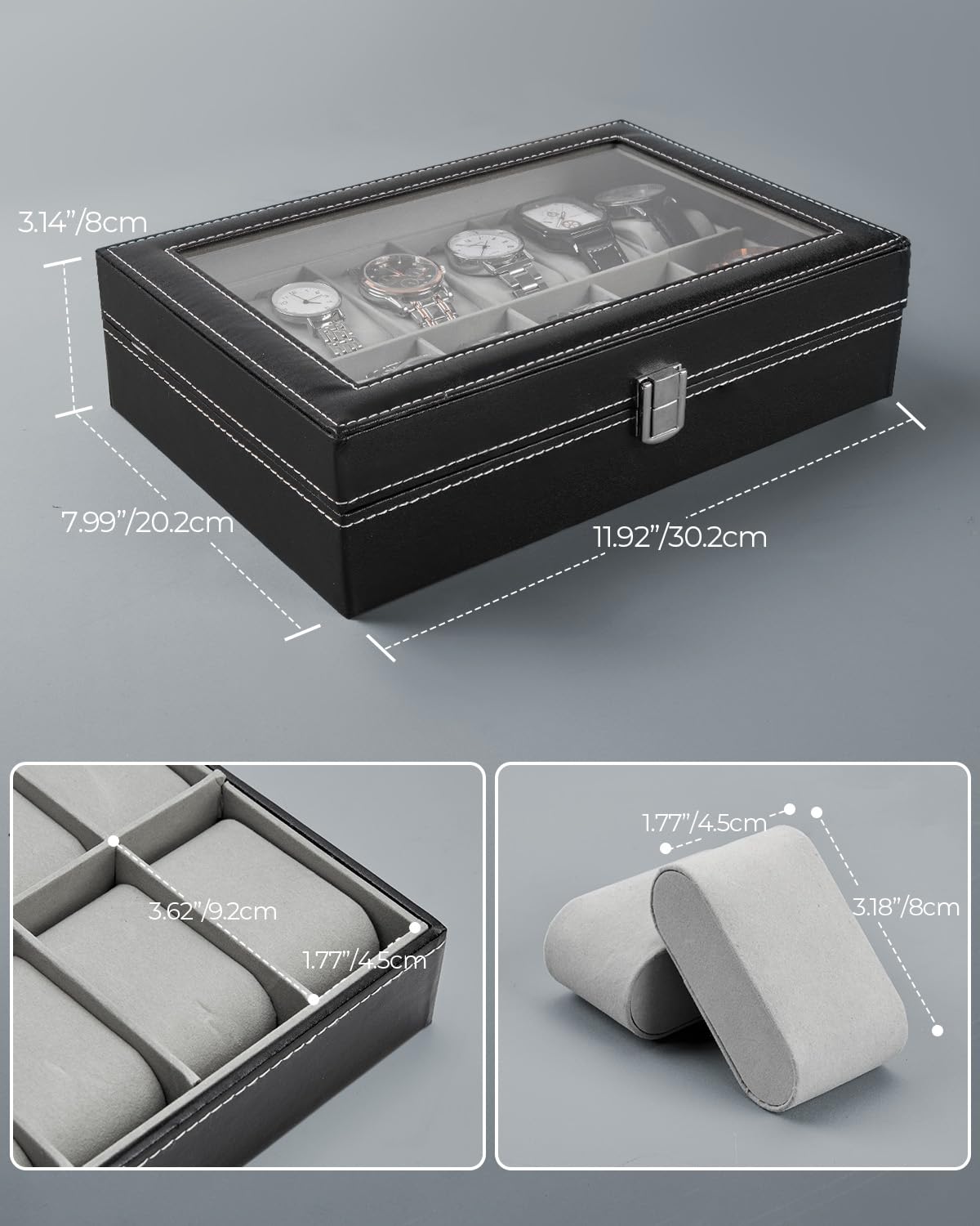 12 Slot Watch Case Pu Leather