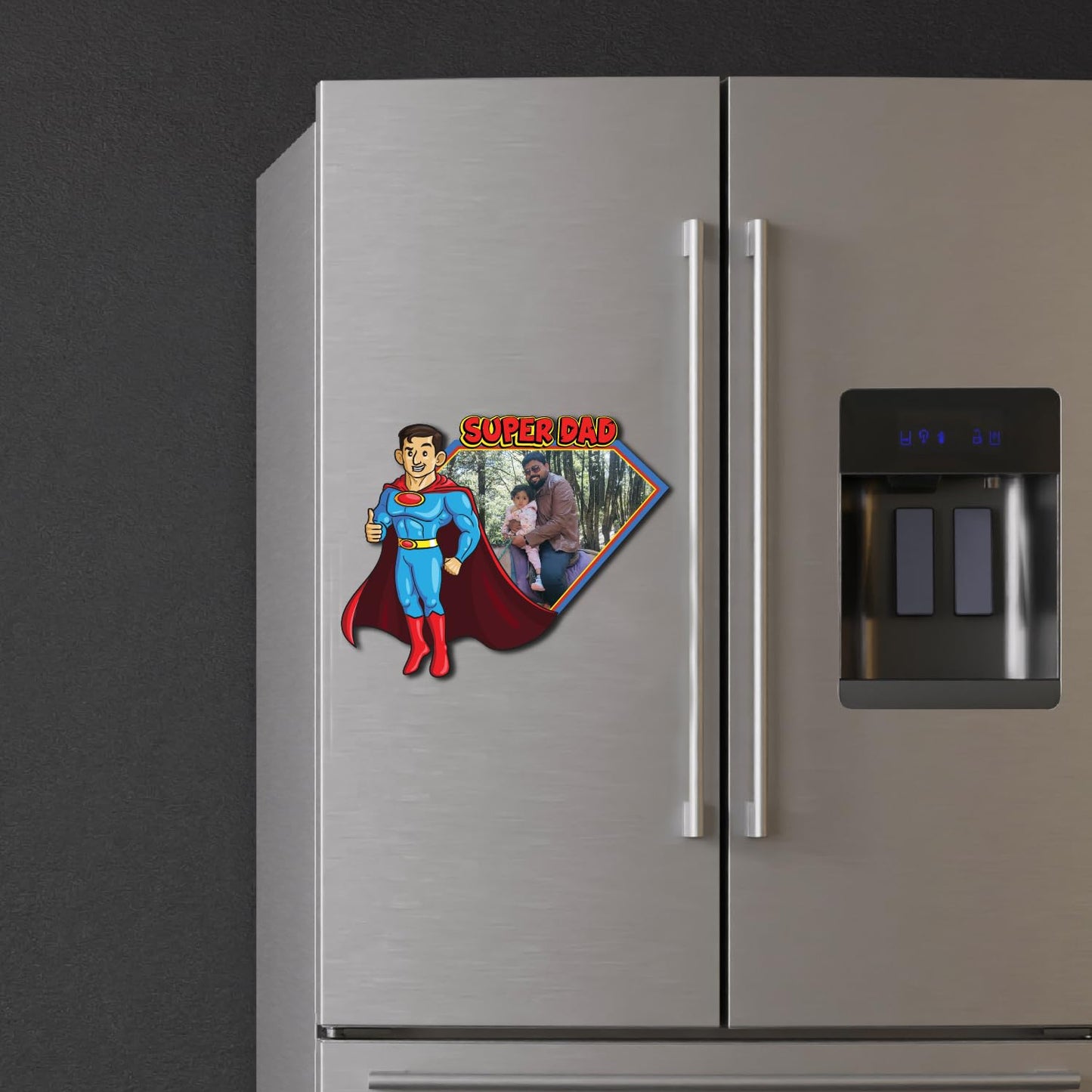 Personalized Super Dad Fridge Magnet