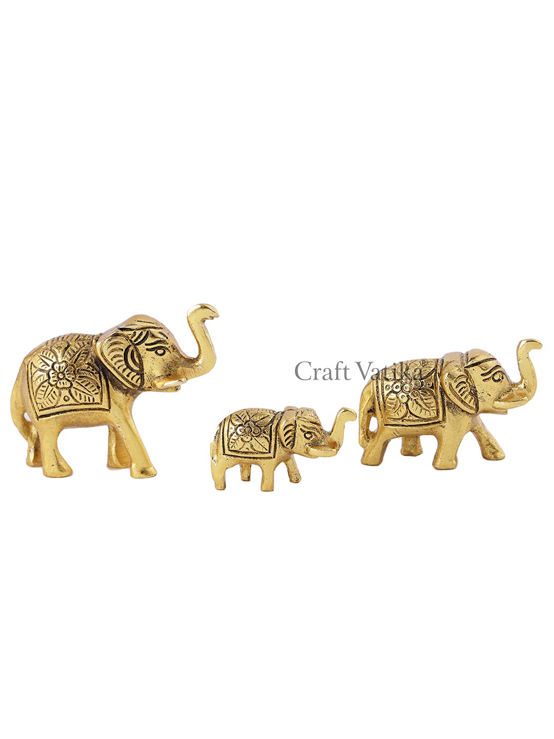 Set of 3 Metal Trunk Up Elephant