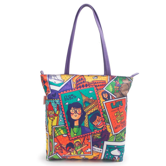 Chumbak Teal Live To Travel Tote Bag