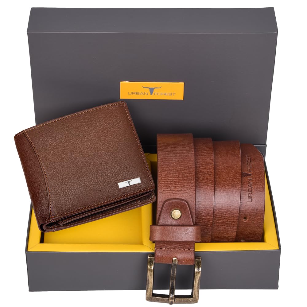 URBAN FOREST Leather Wallet & Belt Combo