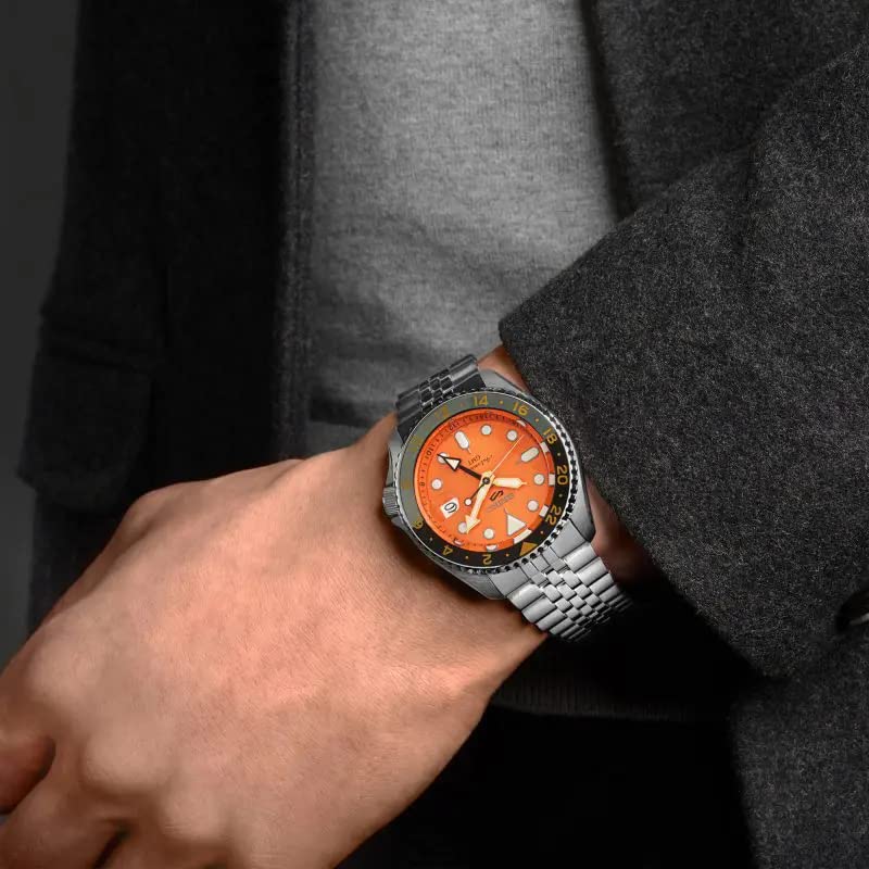 Seiko Aluminium Analog Orange Dial Men's Watch