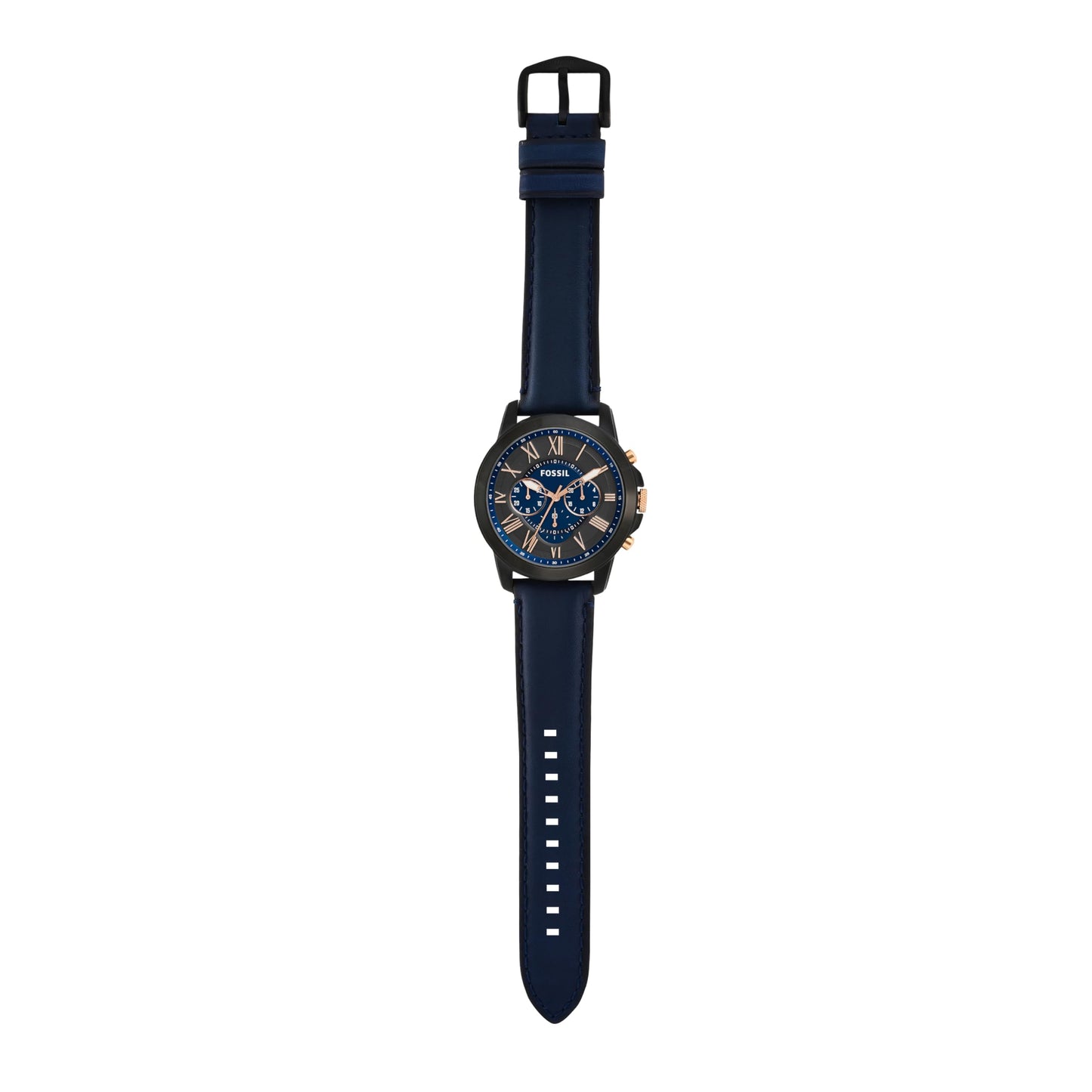 Fossil Grant Blue Quartz Leather Watch