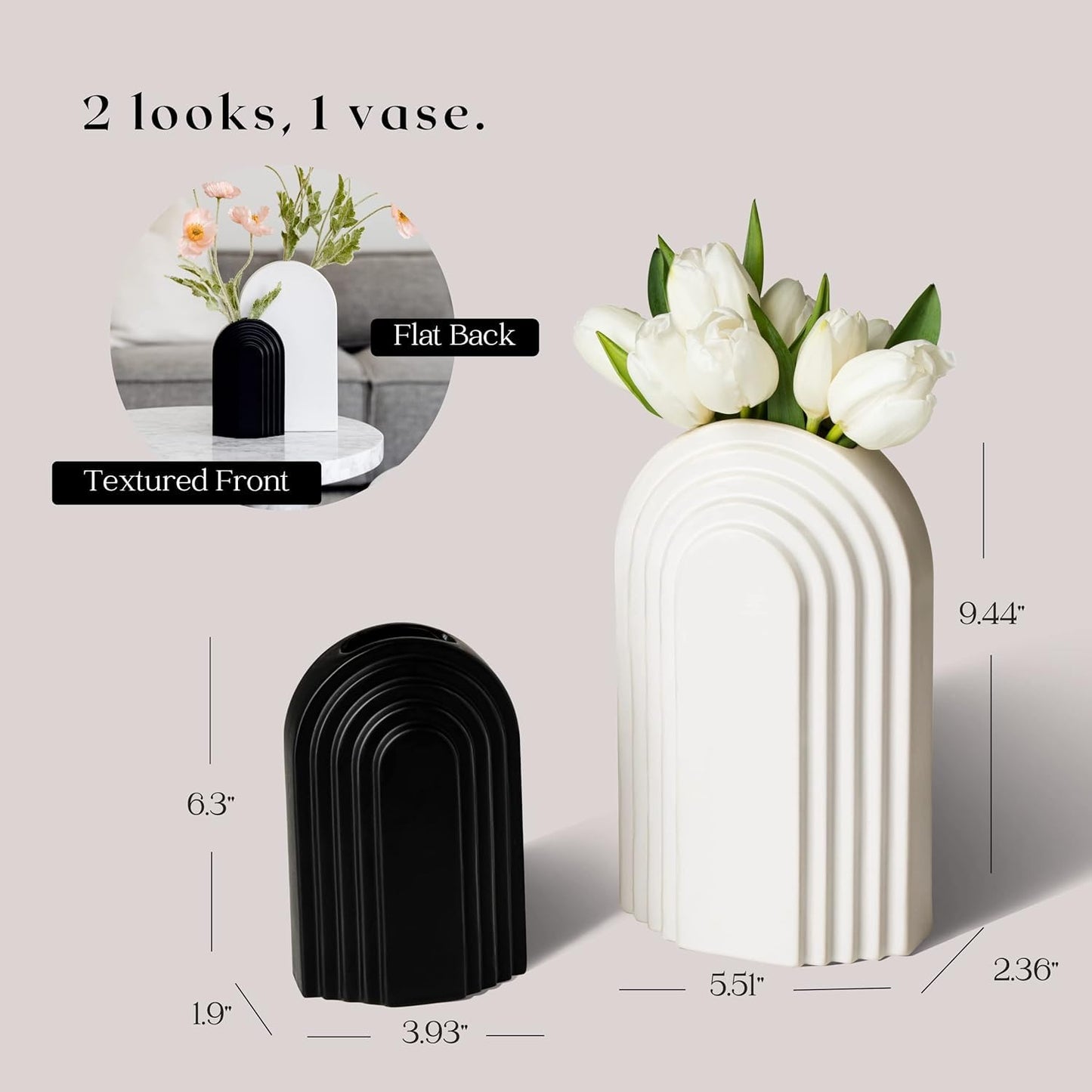 Boho Style Black & White Vase