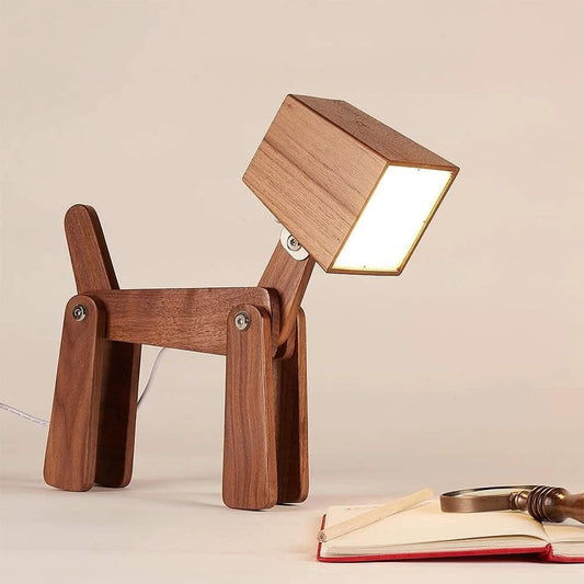 Wooden Dog Lamp for Study