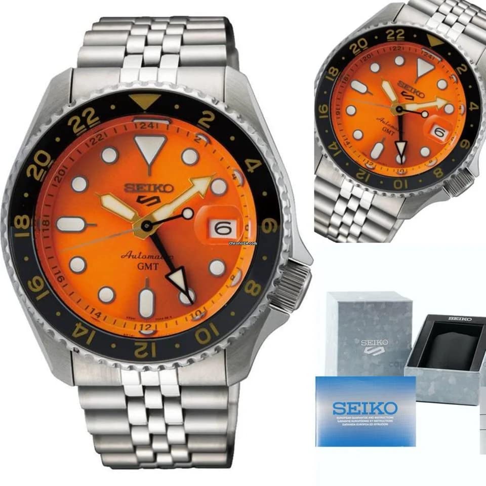 Seiko Aluminium Analog Orange Dial Men's Watch