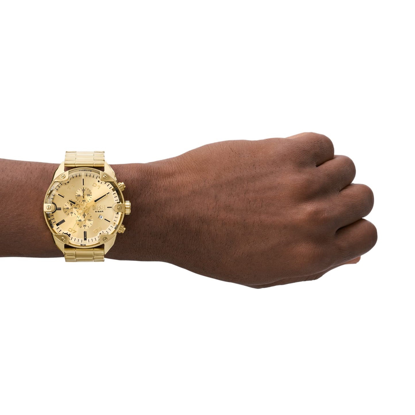 Diesel Spiked Analog Gold Dial Men's Watch