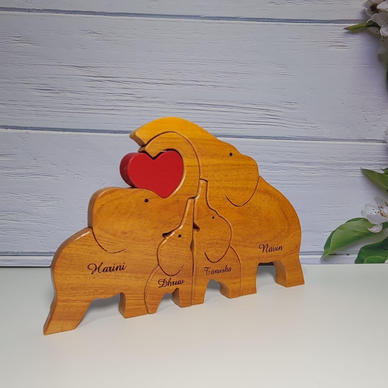 Personalized Elephant Family with Two Children