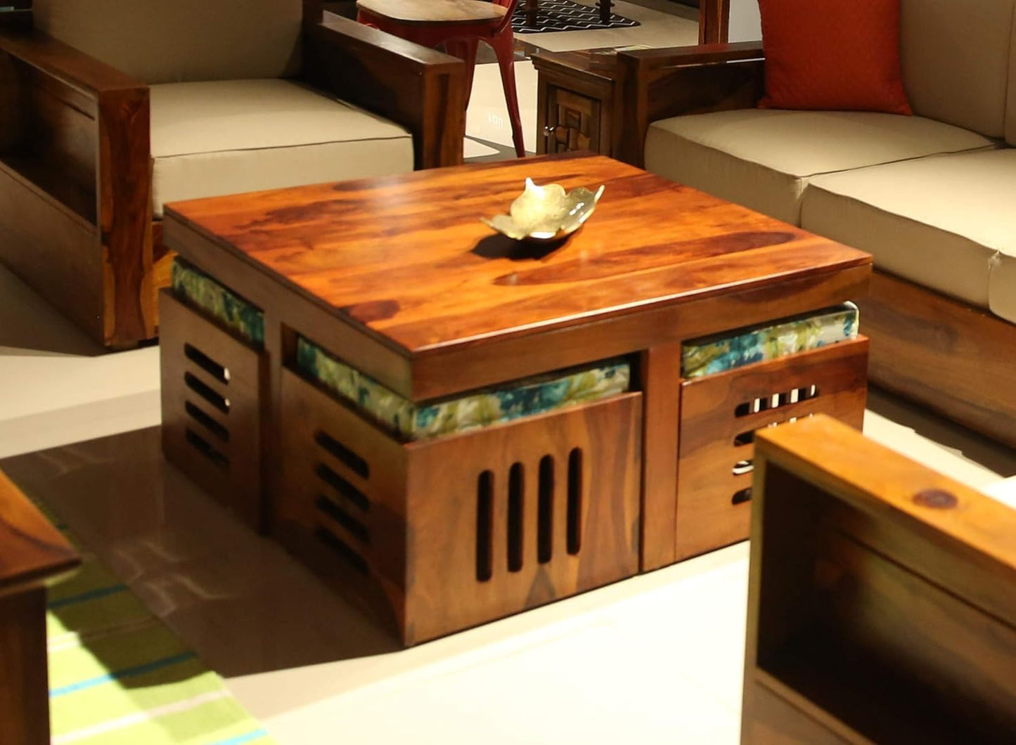 Sheesham Wood Center Coffee Table Set