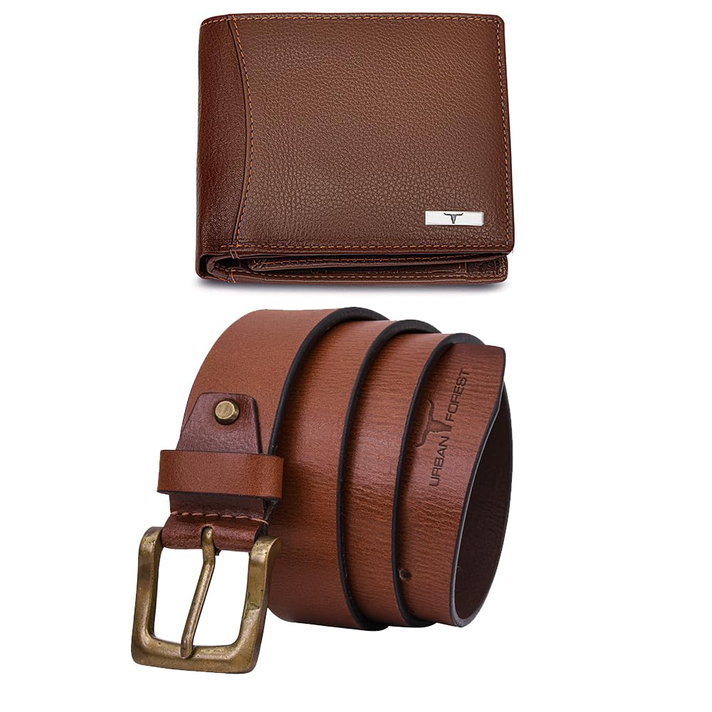 URBAN FOREST Leather Wallet & Belt Combo