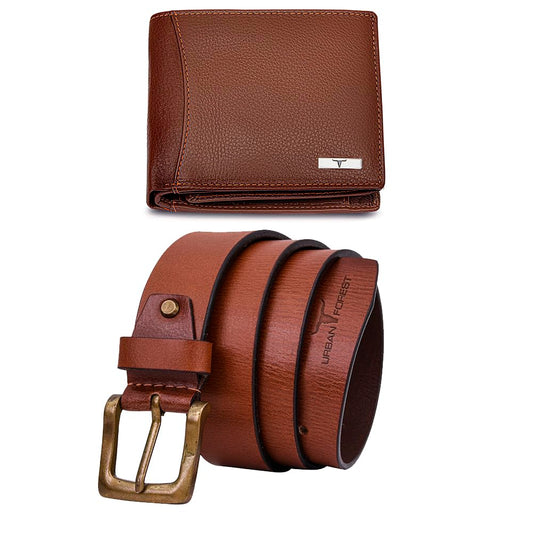 URBAN FOREST Leather Wallet & Belt Combo