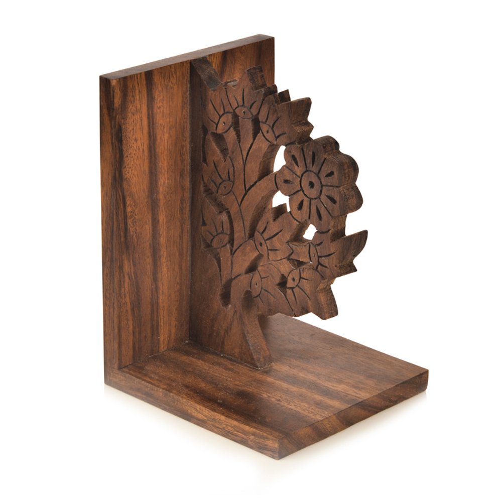 'Engraved Tree' Wooden Book Ends