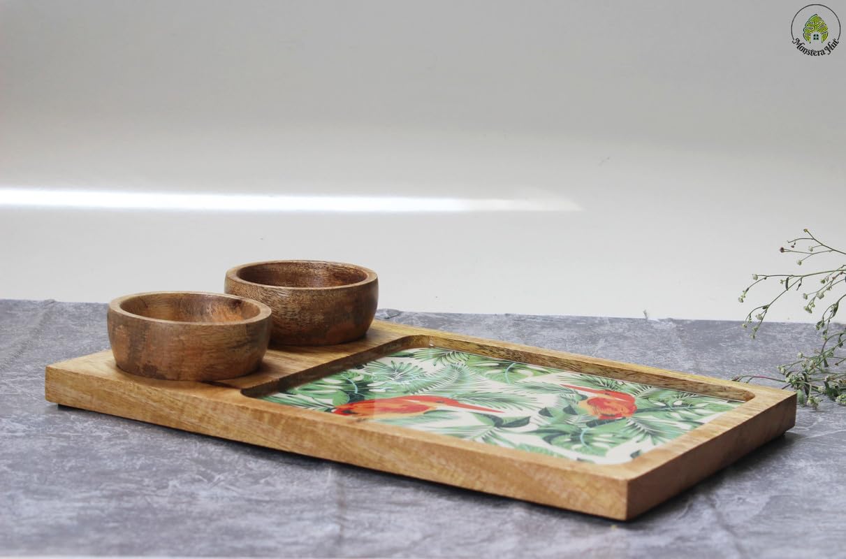 Mangowood Platter with 2 Bowls