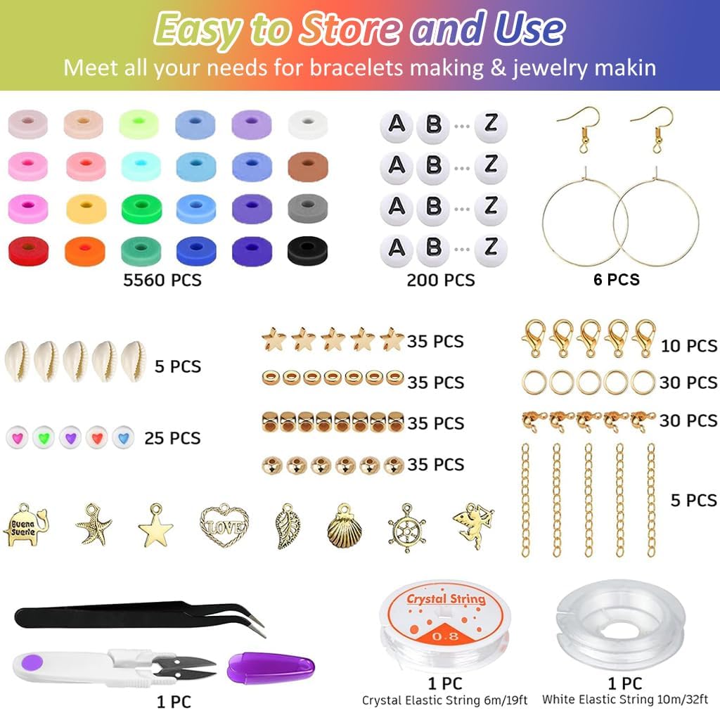 Clay Beads for Bracelet Making Kit| 6000pcs+