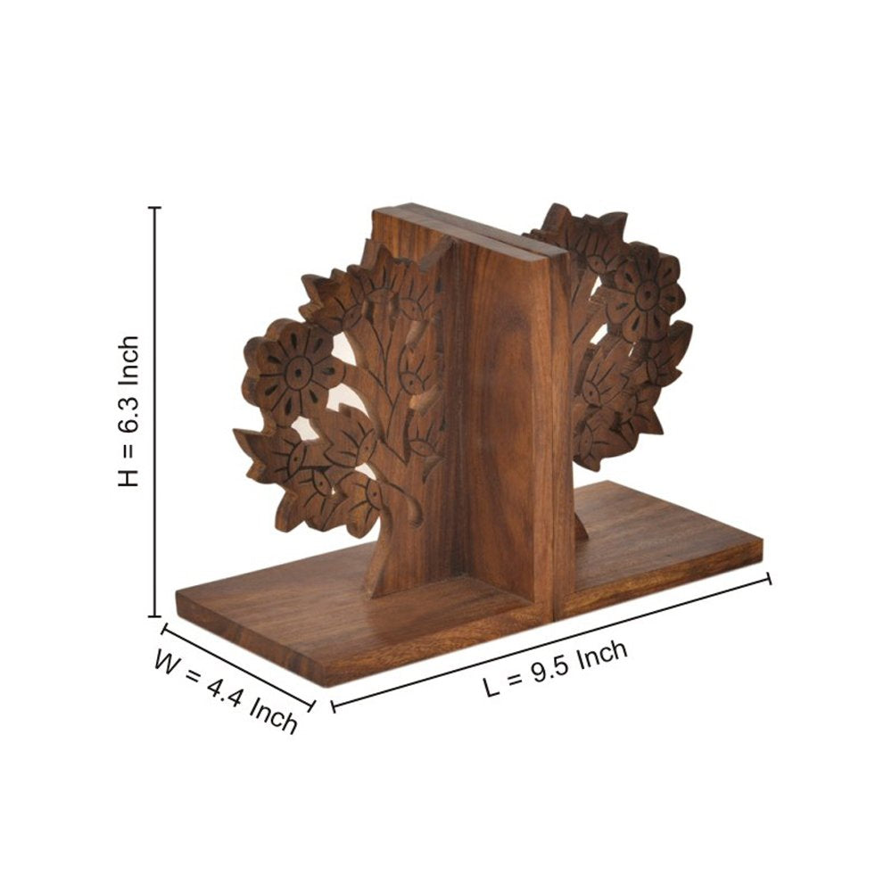 'Engraved Tree' Wooden Book Ends