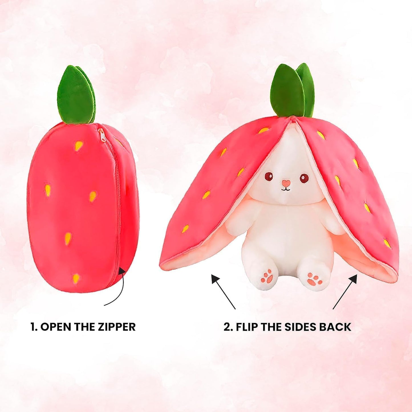 Combo of Reversible Strawberry Rabbit and Bamboo Panda