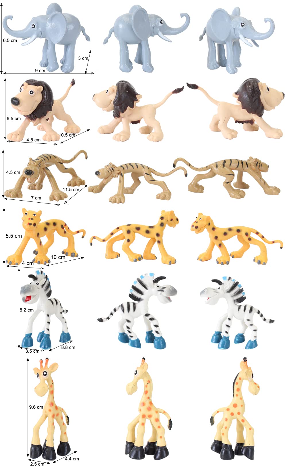 Set of 6 Big Size Animal Toys