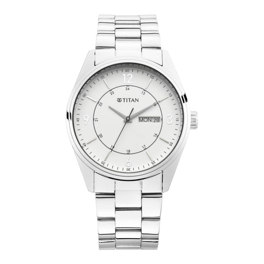 Titan Metal Analog White Dial Men's Watch