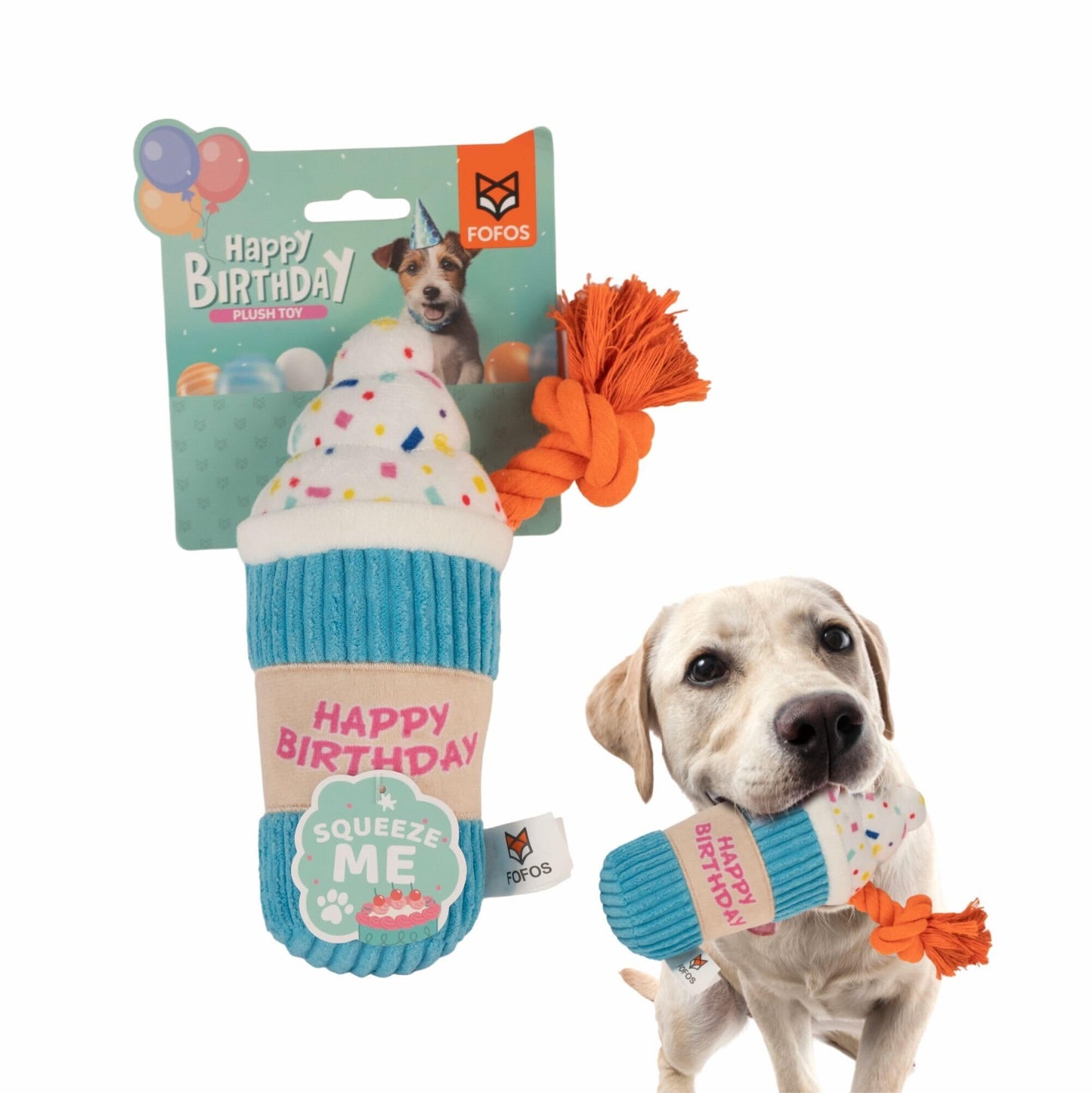 Birthday Drink Plush Dog Toy