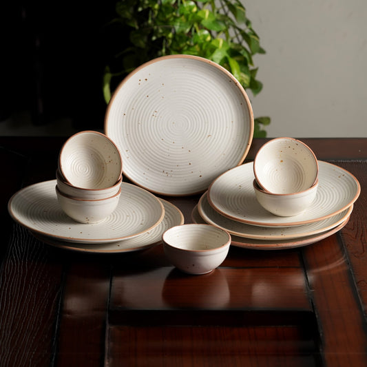 Stoneware Ceramic Solid Dinner Set- 12 Pieces