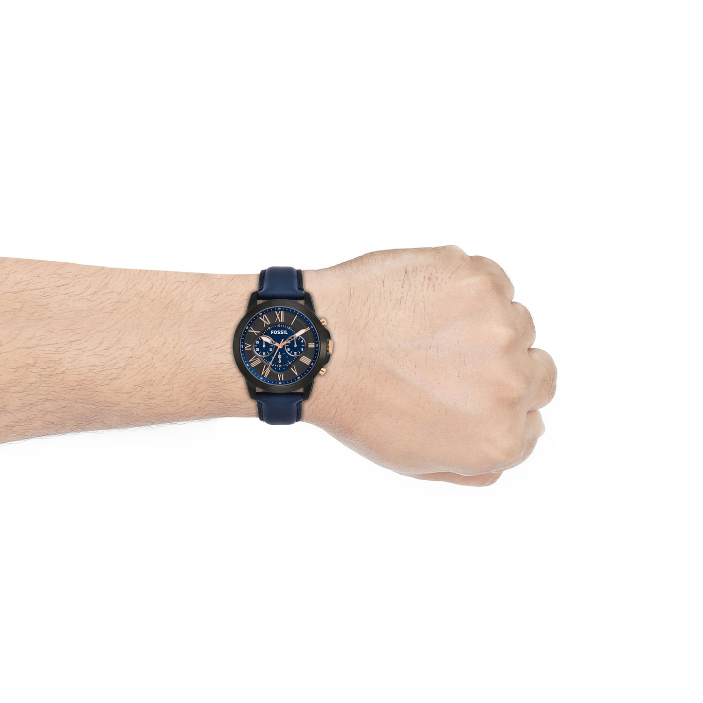 Fossil Grant Blue Quartz Leather Watch