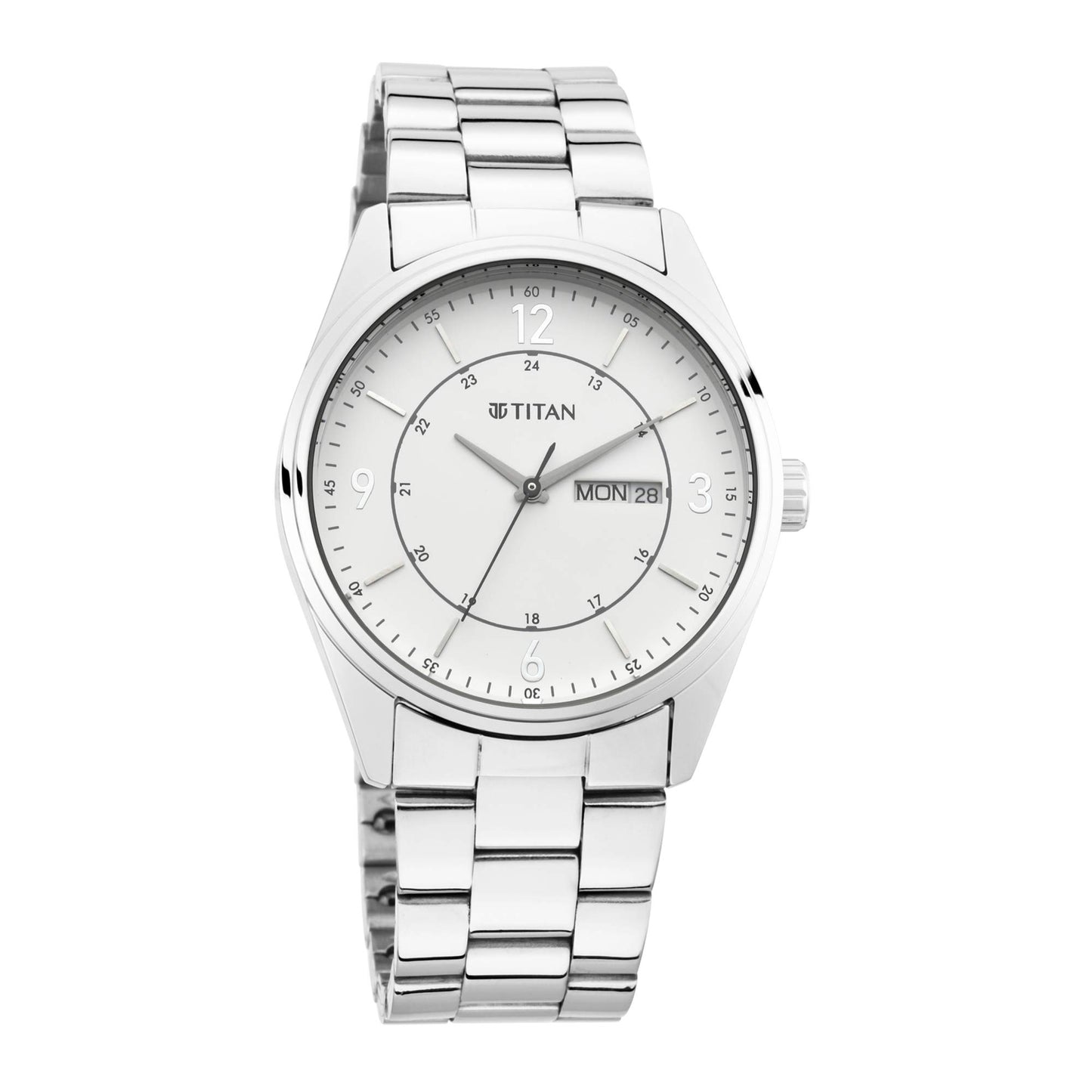 Titan Metal Analog White Dial Men's Watch