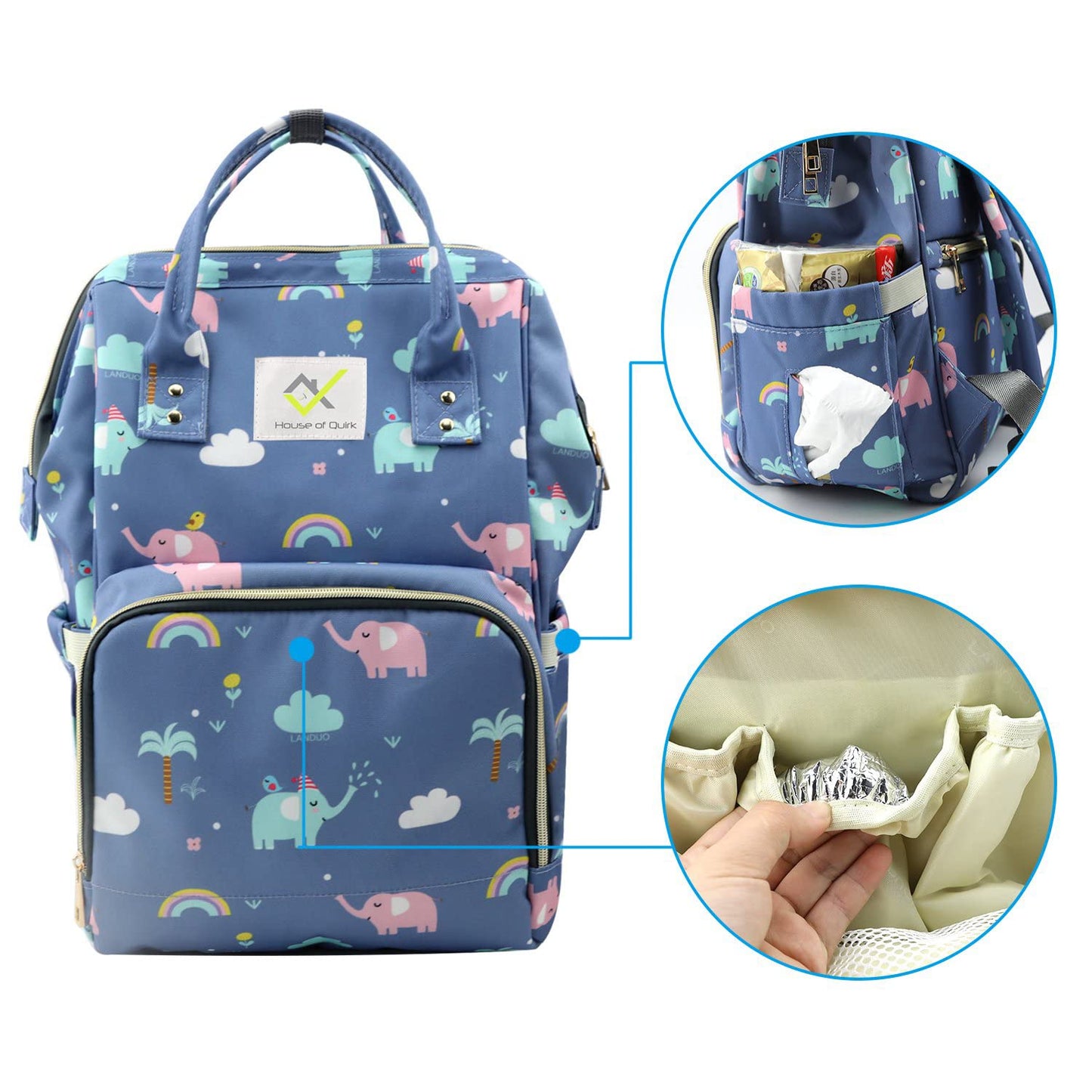 Blue Elephant Printed Maternity Backpack