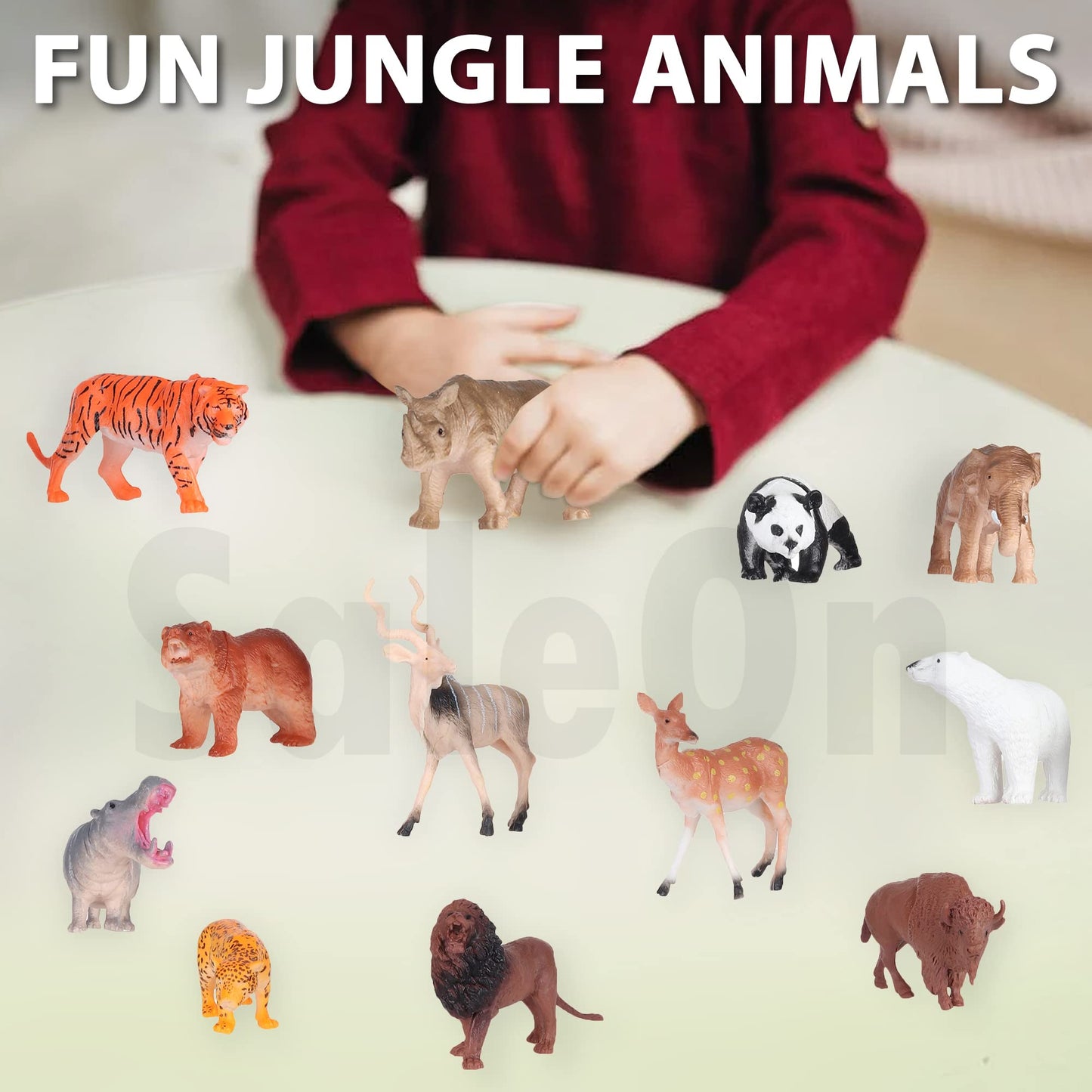 12 Big Size Wildlife Animal Toy Set