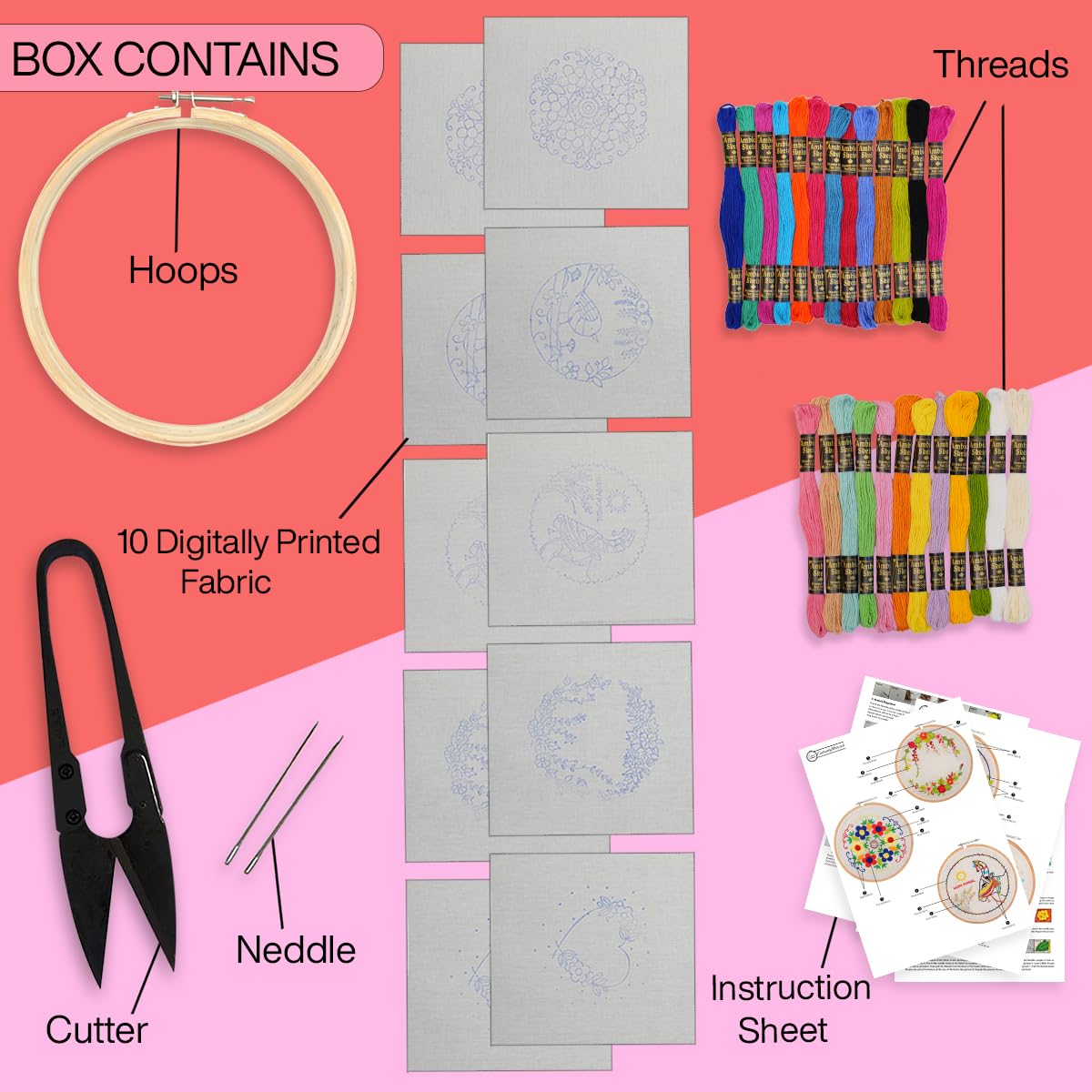 Pack of 5 DIY Embroidery Kit