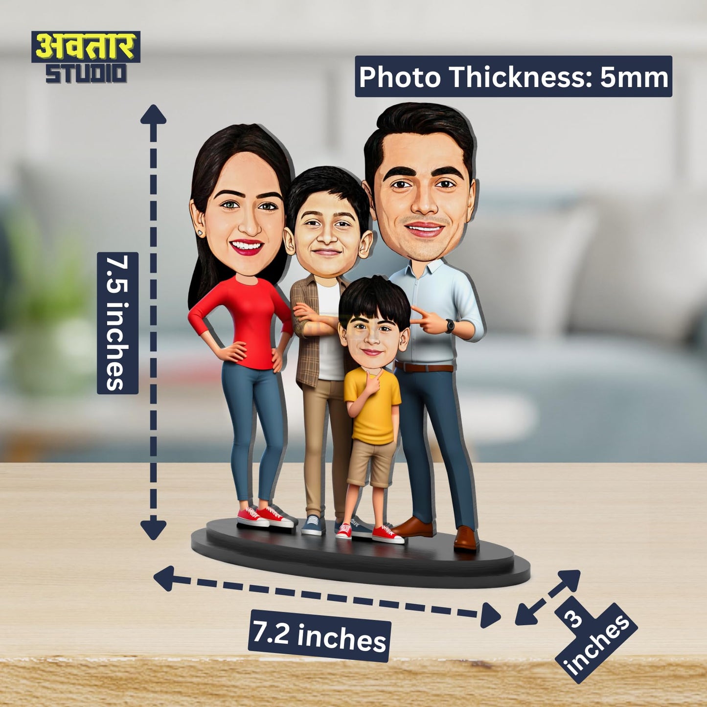 Caricature Photo Frame - Family of Four