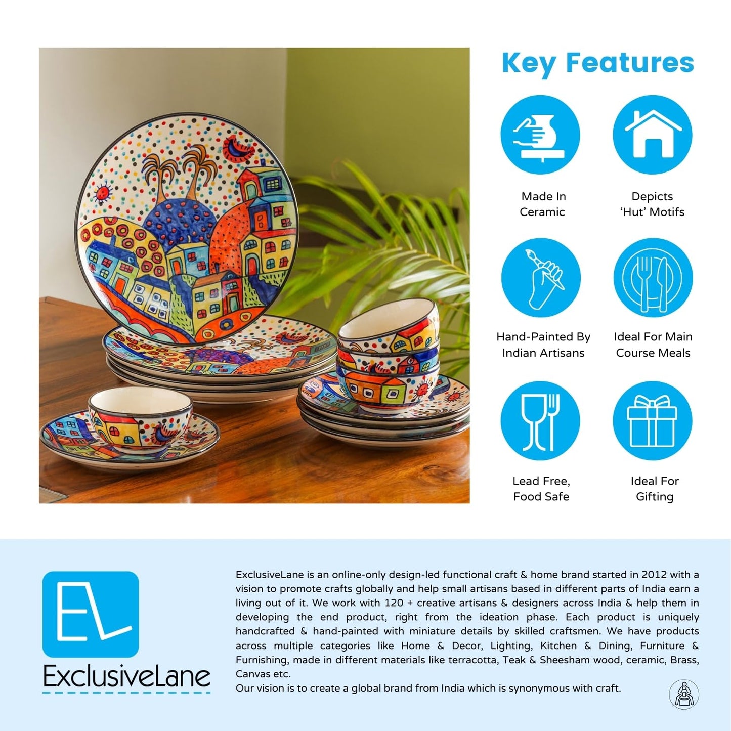 ExclusiveLane Handpainted Ceramic Dinner Set