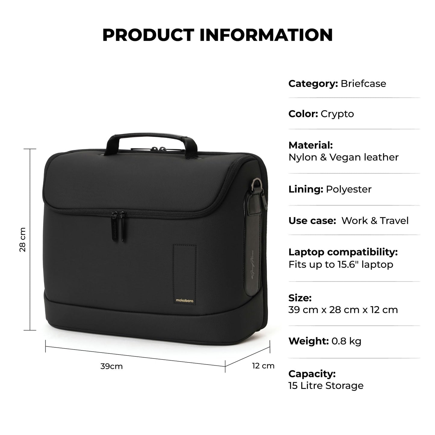 Mokobara The Transit Briefcase Vegan Leather Bag