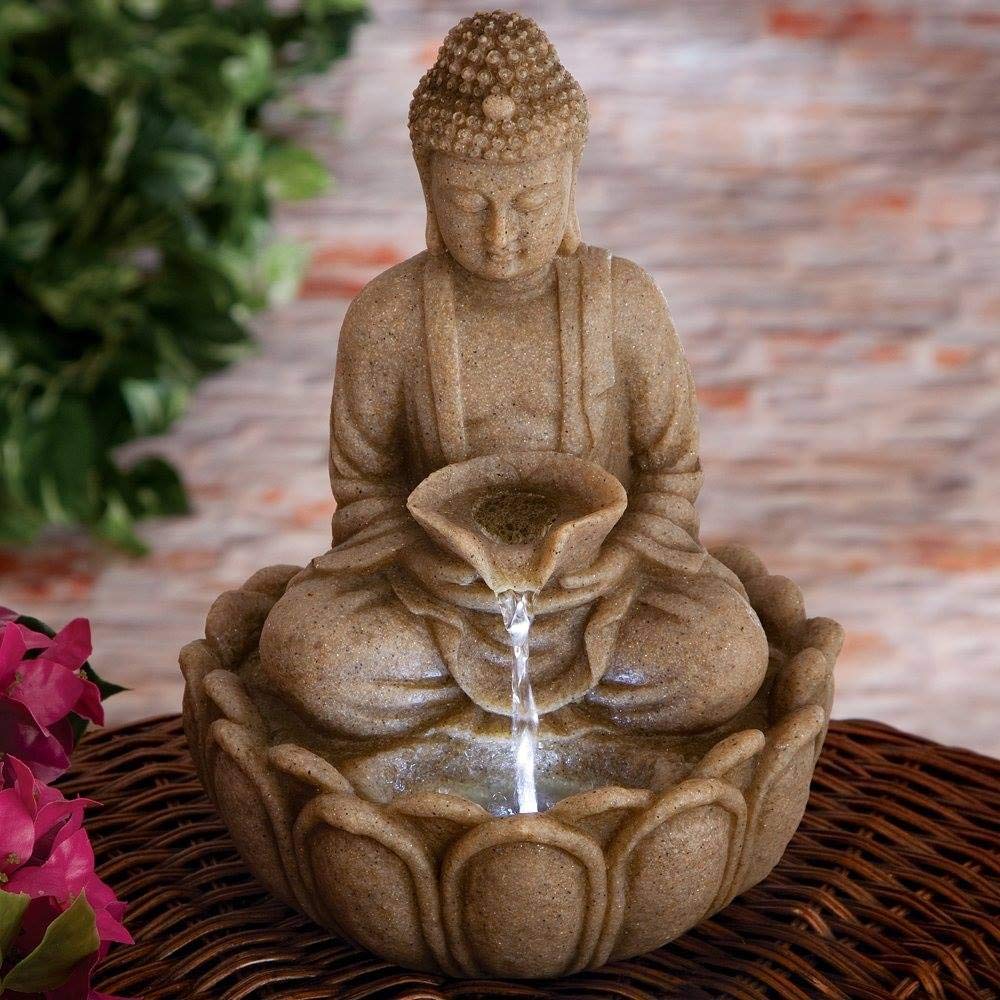 Lotus Buddha Stone Look Indoor Outdoor Fountain