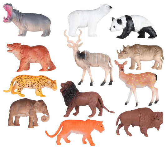 12 Big Size Wildlife Animal Toy Set