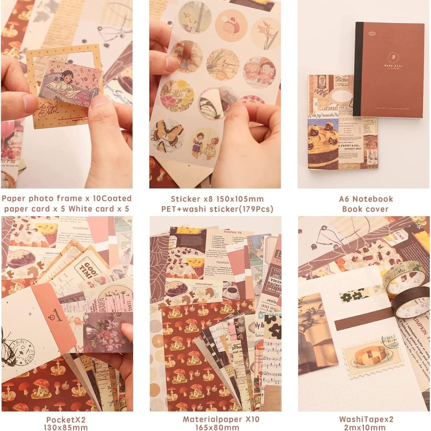 Vintage Aesthetic Scrapbook Kit- 346 Pcs