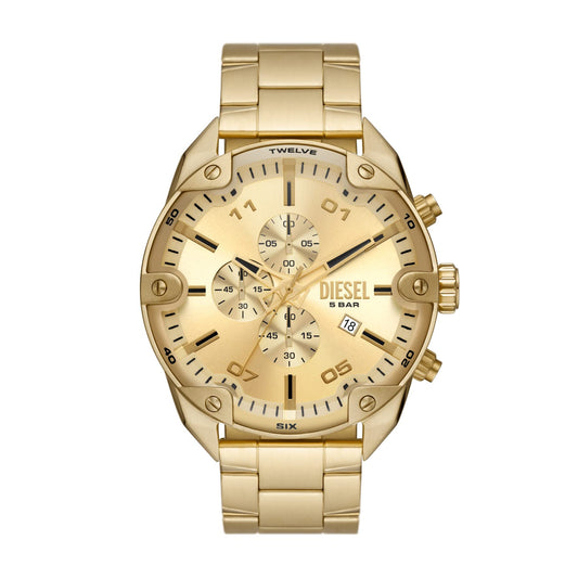 Diesel Spiked Analog Gold Dial Men's Watch