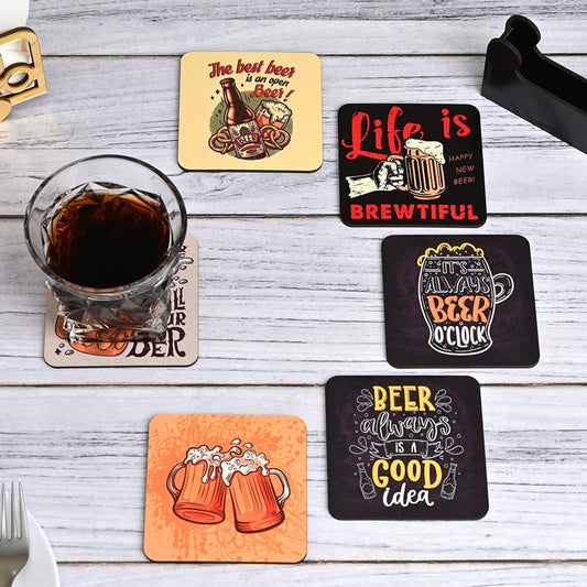 Set Of 6 Beautiful Wooden Coasters