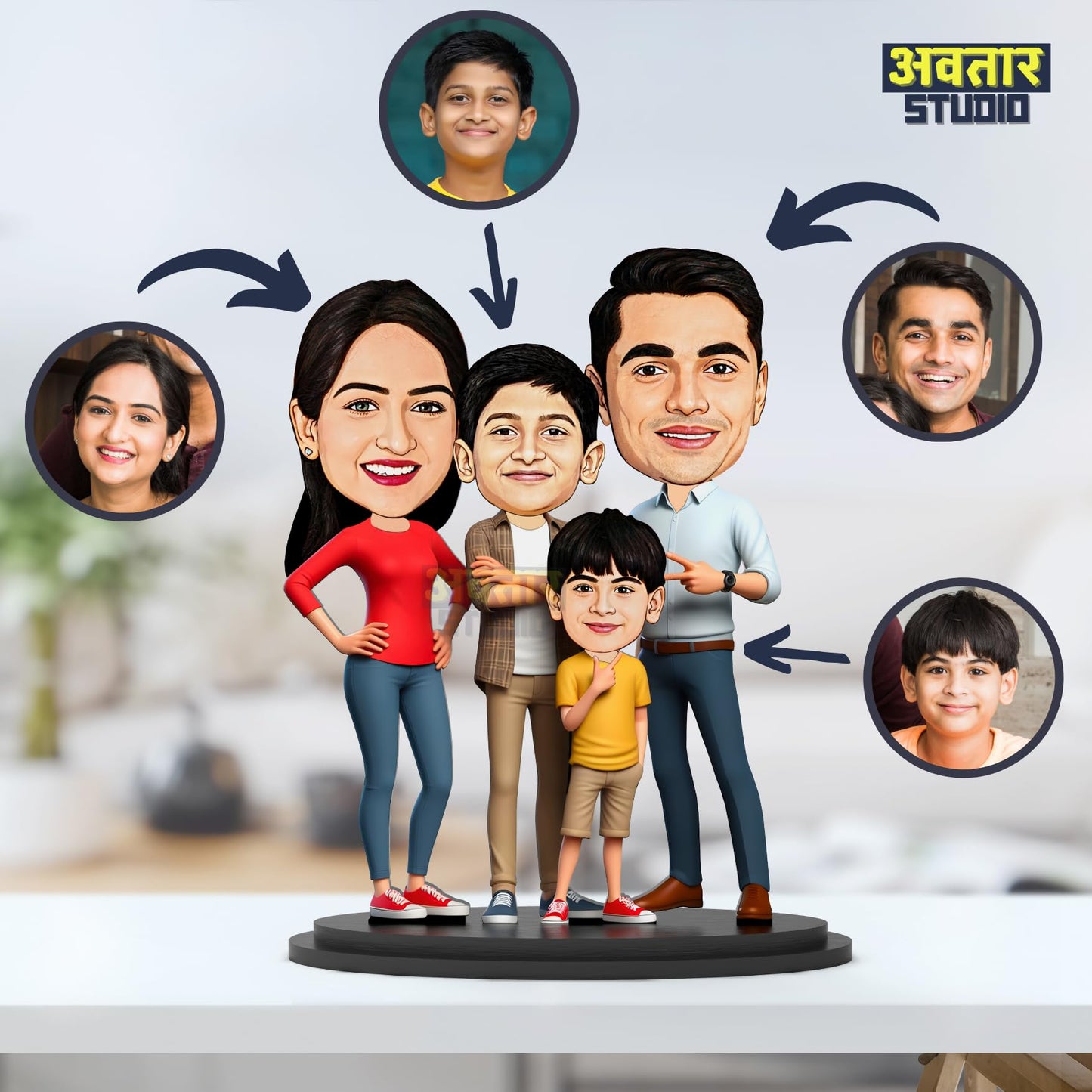 Caricature Photo Frame - Family of Four