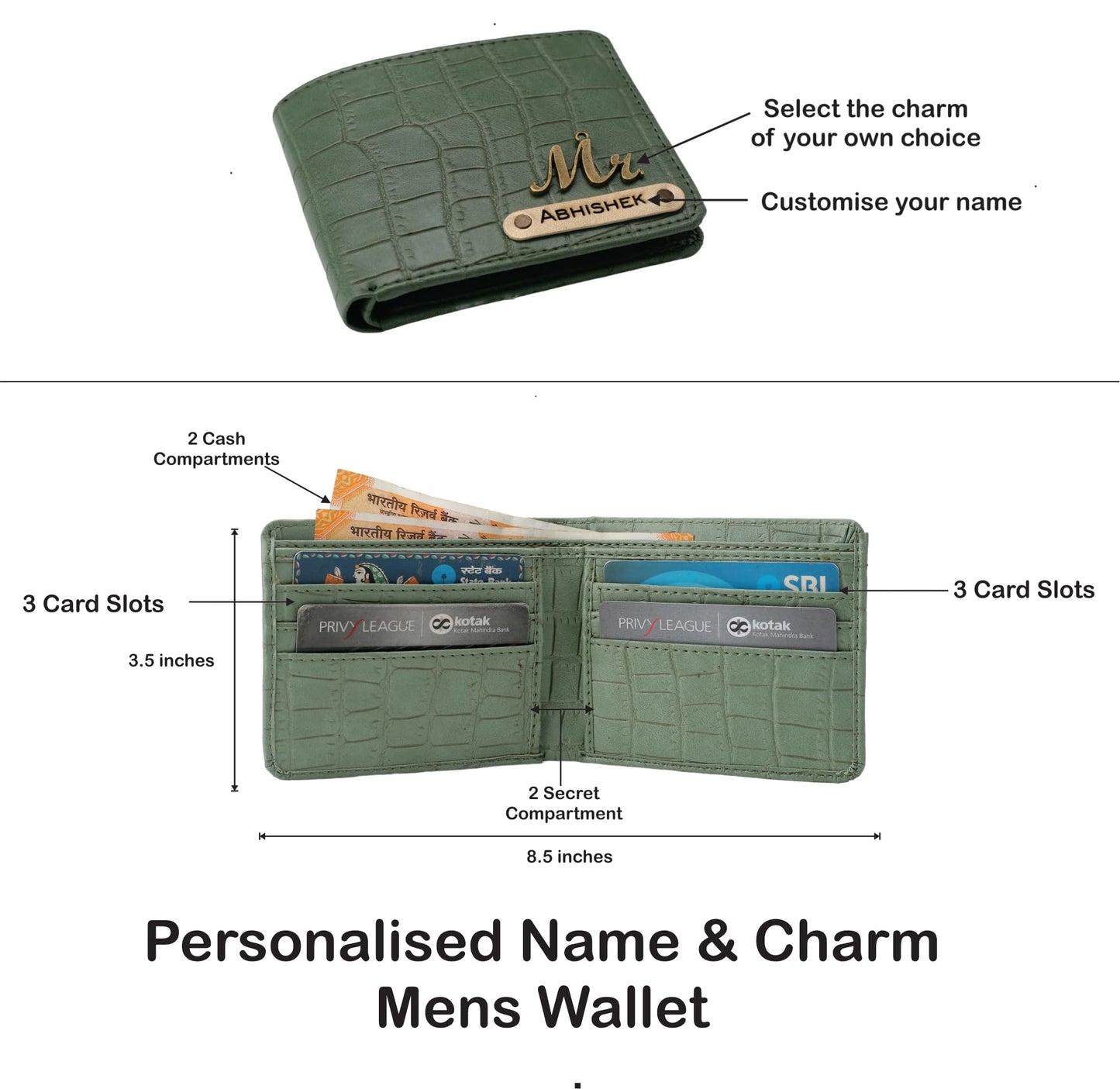 Personalized Name & Charm Mens Combo Giftset