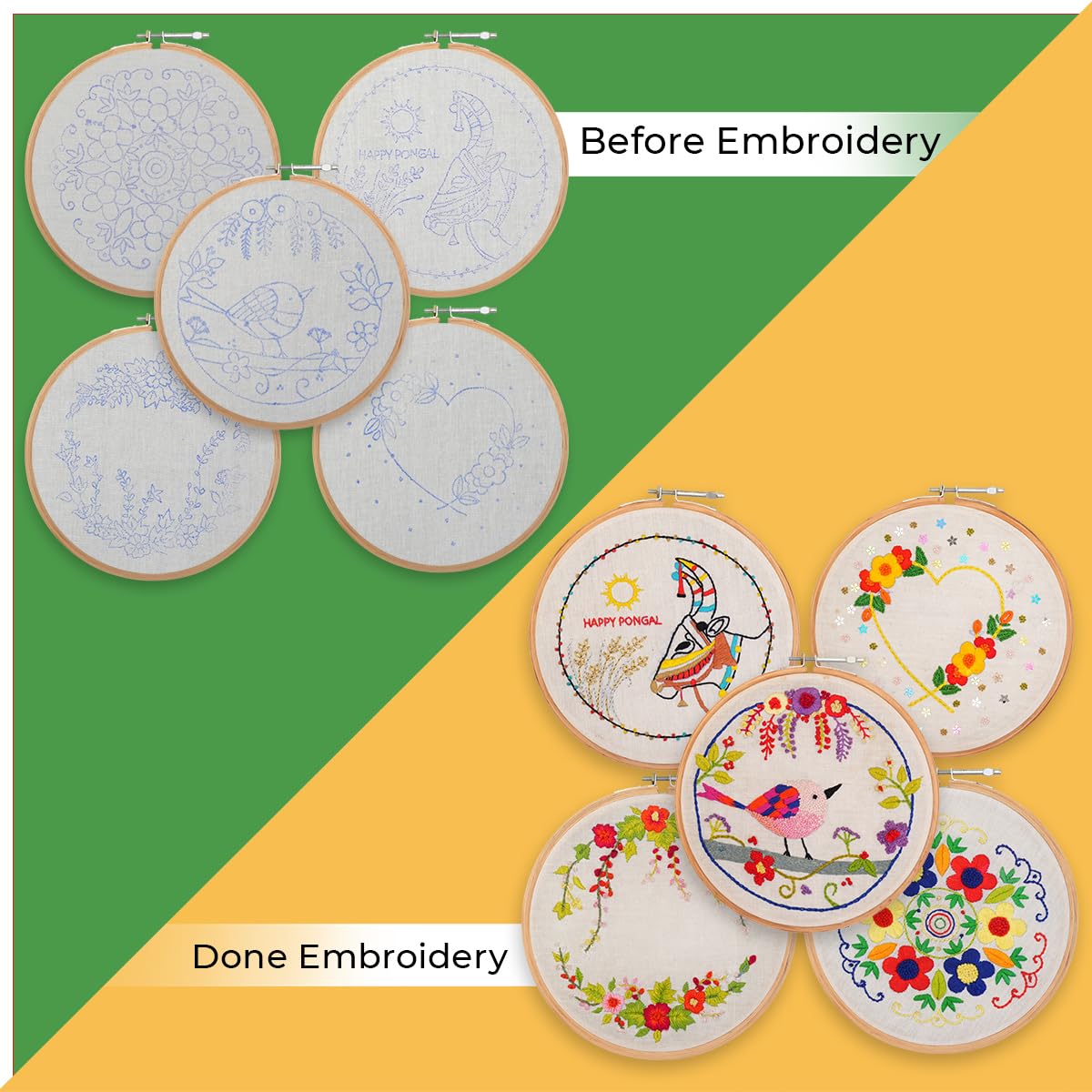 Pack of 5 DIY Embroidery Kit