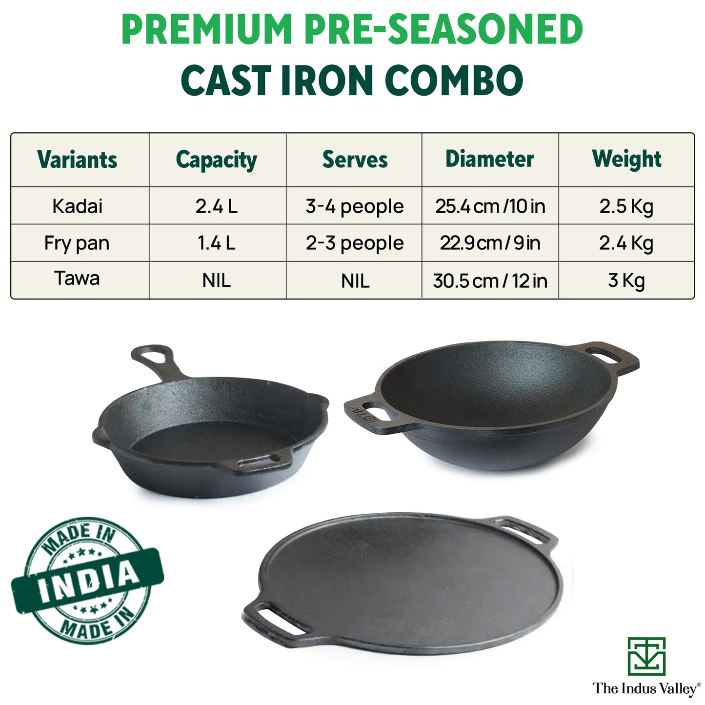 The Indus Valley Cast Iron Cookware Set