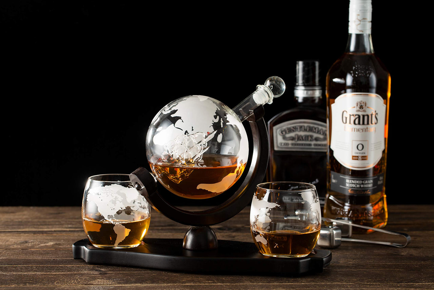 Whiskey Globe Decanter Set with 2 Glasses