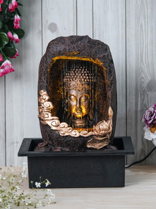 Meditating Buddha Sitting in Cave Fountain