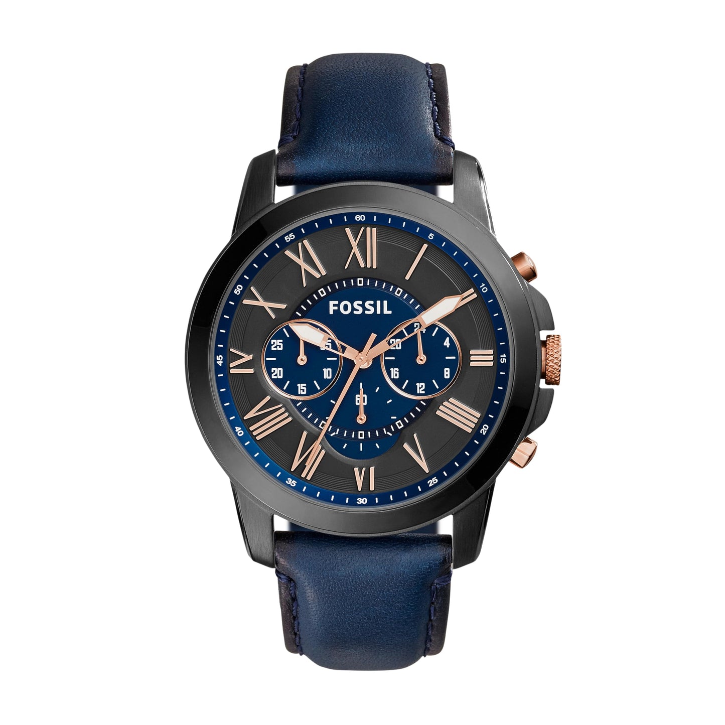 Fossil Grant Blue Quartz Leather Watch