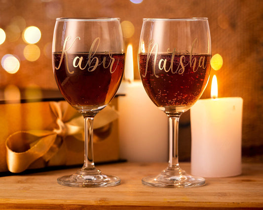 AICA Personalized Couple Glasses, Set of 2